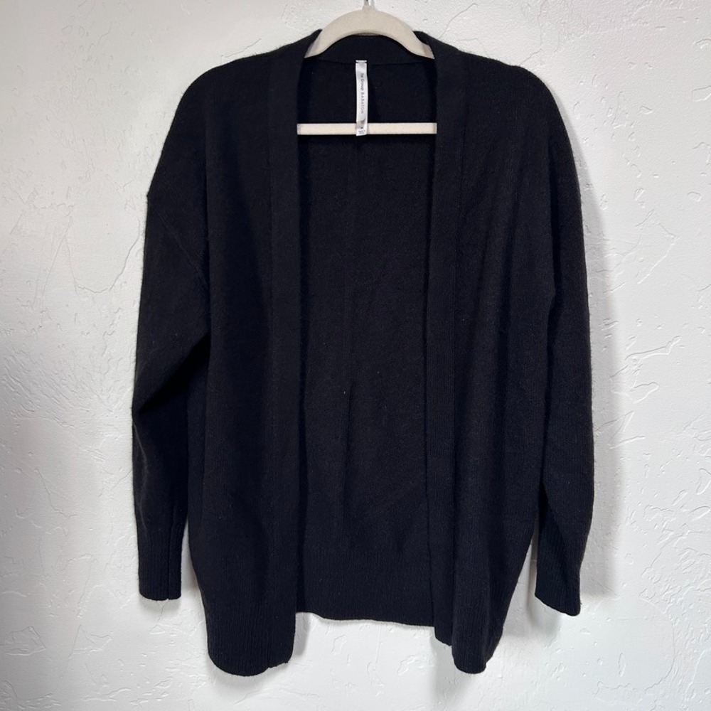 Babaton 100% Cashmere Cardigan Womens M Black Open Front Minimalist Quiet Luxury